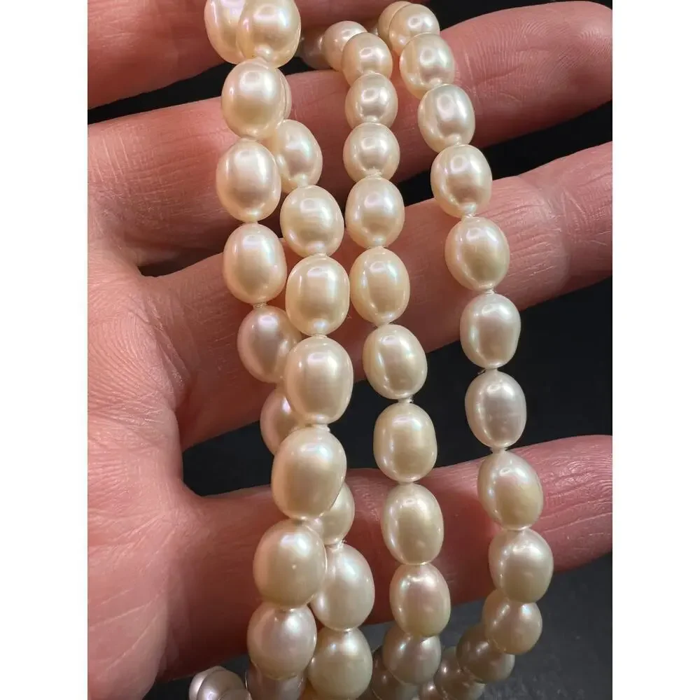 Estate 36” White Cultured Freshwater Pearl Necklace 925 Sterling - Picture 4 of 8